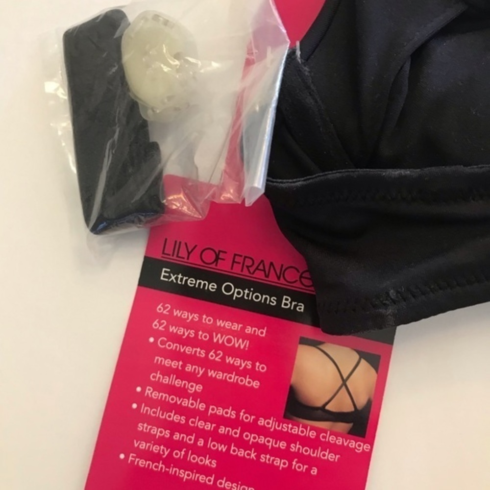 Lily of France Black Extreme Options (6ways) Padded Bra 34A - Picture 2 of 5